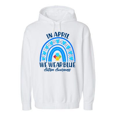 In April We Wear Blue Autism Awareness Garment-Dyed Fleece Hoodie