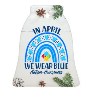 In April We Wear Blue Autism Awareness Ceramic Bell Ornament