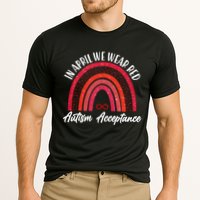 In April We Wear Red Autism Acceptance Red Rainbow Performance Shirt