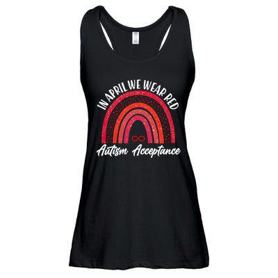In April We Wear Red Autism Acceptance Red Rainbow Ladies Essential Flowy Tank
