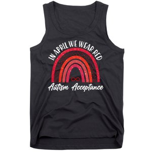 In April We Wear Red Autism Acceptance Red Rainbow Tank Top