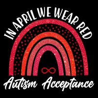 In April We Wear Red Autism Acceptance Red Rainbow Wool Snapback Cap