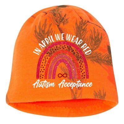 In April We Wear Red Autism Acceptance Red Rainbow Kati - Camo Knit Beanie