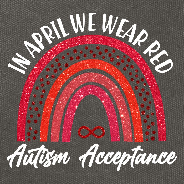 In April We Wear Red Autism Acceptance Red Rainbow Cotton Canvas Backpack