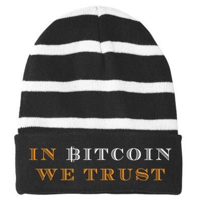 In Bitcoin We Trust Striped Beanie with Solid Band