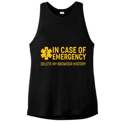 In Case Of Emergency Delete My Browser History Ladies PosiCharge Tri-Blend Wicking Tank