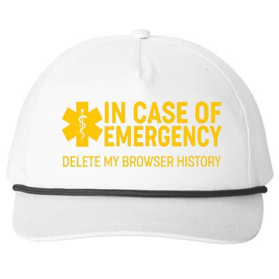 In Case Of Emergency Delete My Browser History Snapback Five-Panel Rope Hat