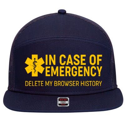 In Case Of Emergency Delete My Browser History 7 Panel Mesh Trucker Snapback Hat