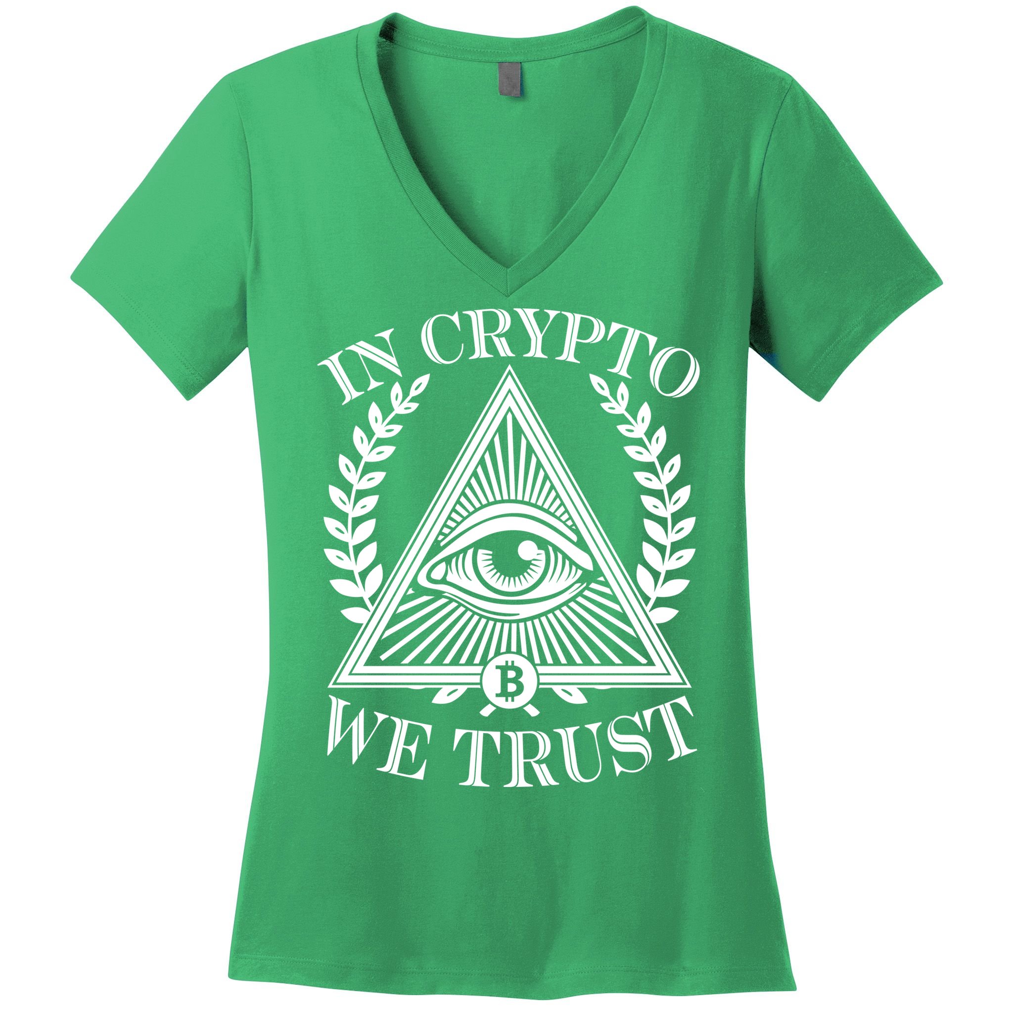 In Crypto We Trust Vintage Logo Women's V-Neck T-Shirt
