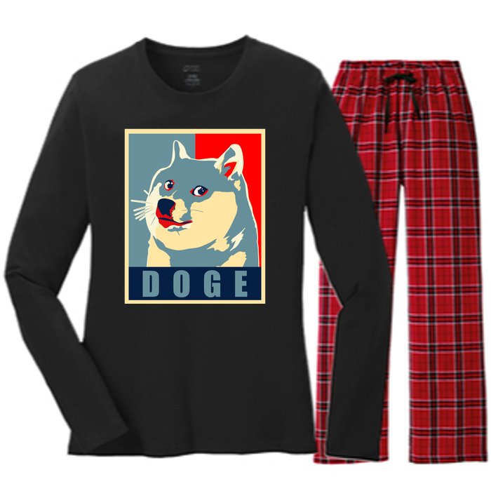 In Dogecoin We Trust Doge Crypto Women's Long Sleeve Flannel Pajama Set 