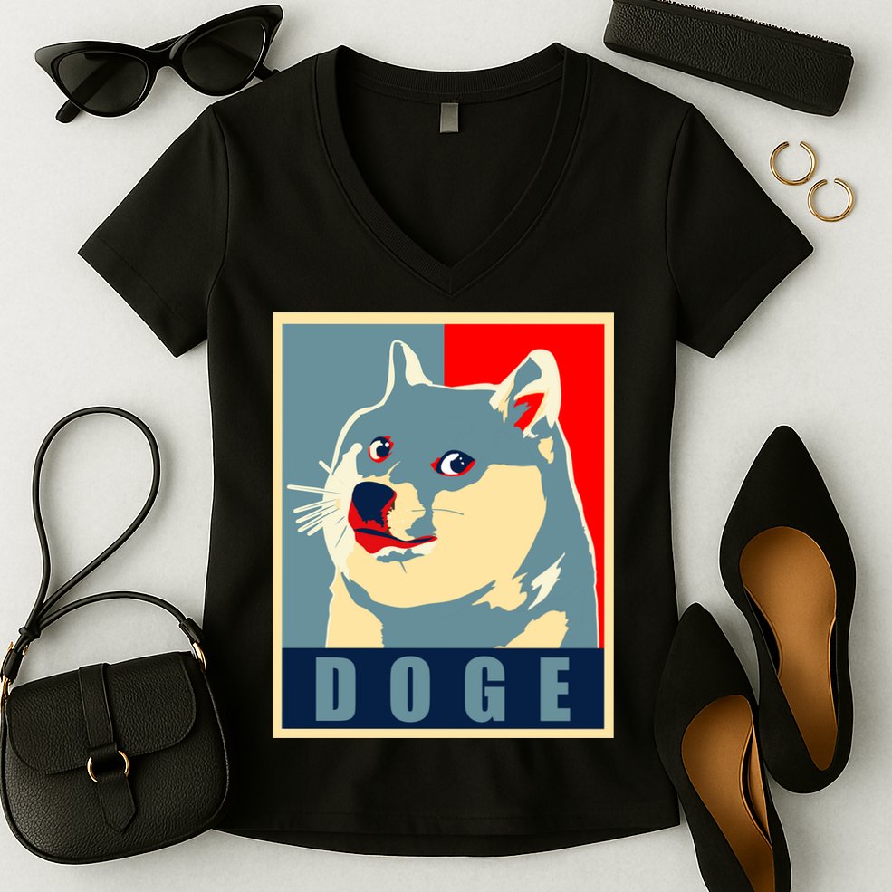 In Dogecoin We Trust Doge Crypto Women's V-Neck T-Shirt