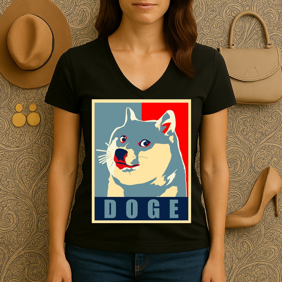 In Dogecoin We Trust Doge Crypto Women's V-Neck T-Shirt
