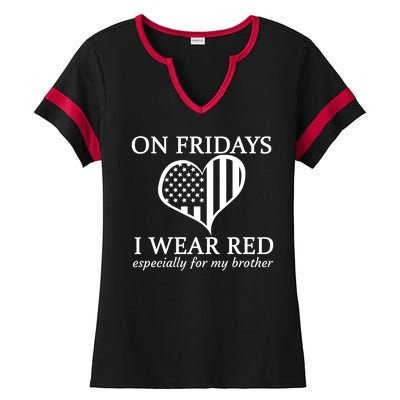 In Fridays I Wear Red Personalize Custom Text Ladies Halftime Notch Neck Tee