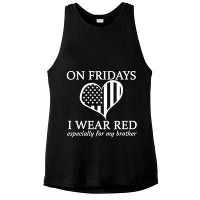 In Fridays I Wear Red Personalize Custom Text Ladies PosiCharge Tri-Blend Wicking Tank