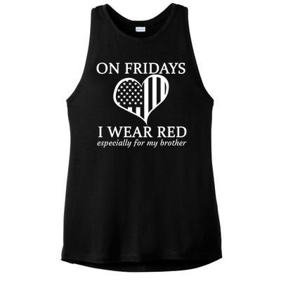 In Fridays I Wear Red Personalize Custom Text Ladies PosiCharge Tri-Blend Wicking Tank