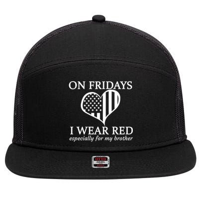 In Fridays I Wear Red Personalize Custom Text 7 Panel Mesh Trucker Snapback Hat