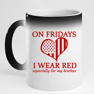 In Fridays I Wear Red Personalize Custom Text 11oz Black Color Changing Mug