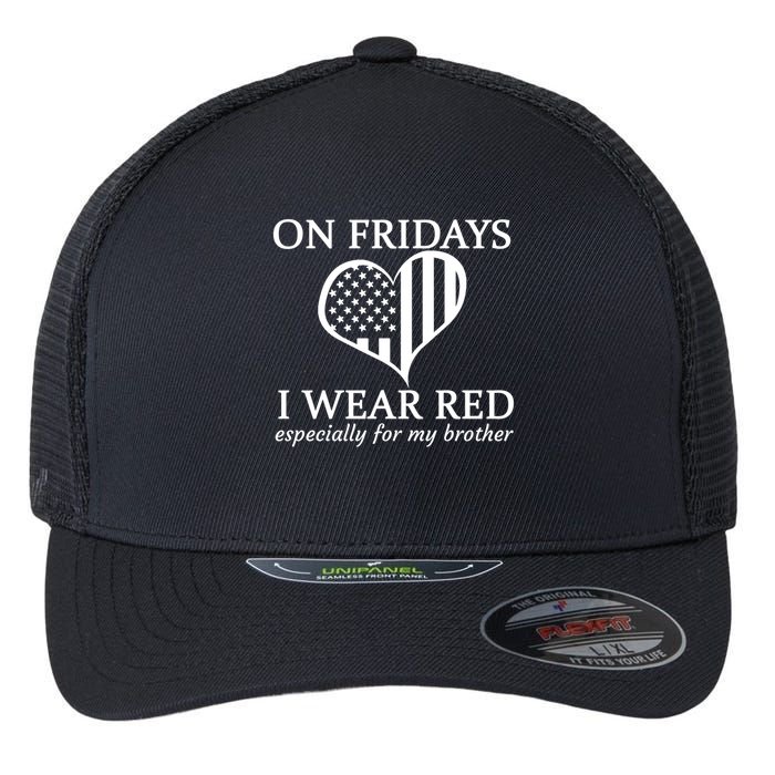 In Fridays I Wear Red Personalize Custom Text Flexfit Unipanel Trucker Cap