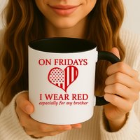 In Fridays I Wear Red Personalize Custom Text Mug