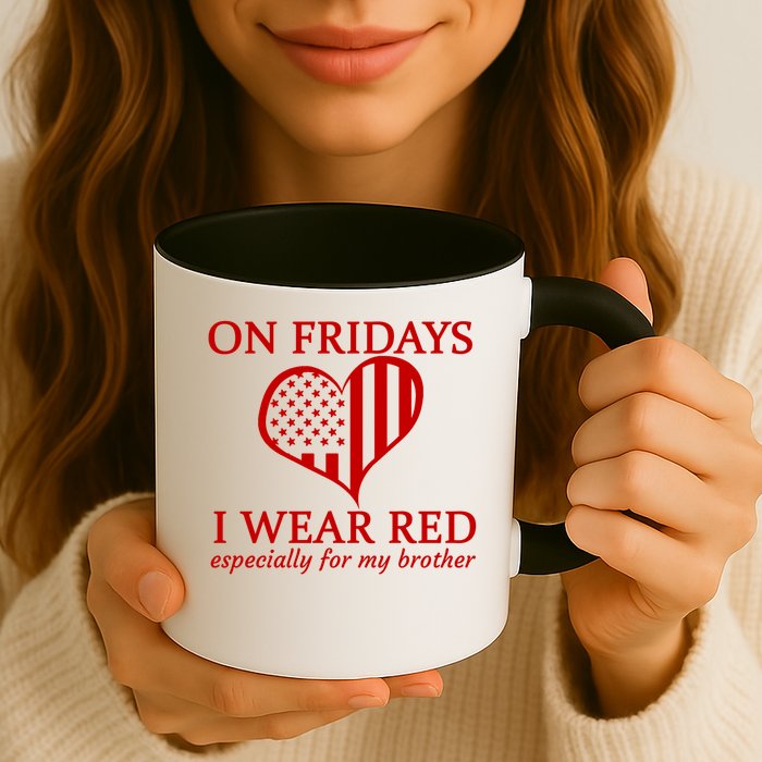 In Fridays I Wear Red Personalize Custom Text Mug