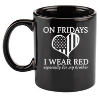 In Fridays I Wear Red Personalize Custom Text 11oz C Handle Ceramic Mug