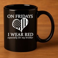 In Fridays I Wear Red Personalize Custom Text 11oz C Handle Ceramic Mug