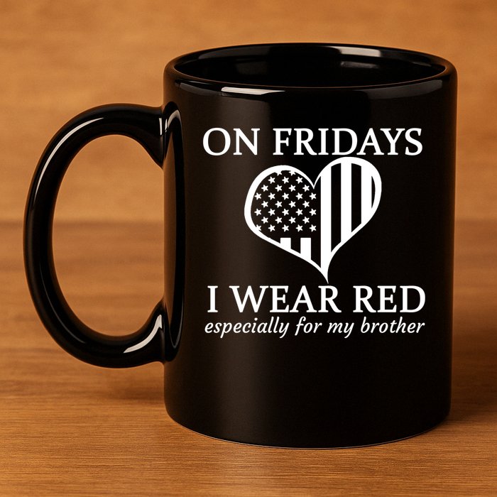 In Fridays I Wear Red Personalize Custom Text 11oz C Handle Ceramic Mug