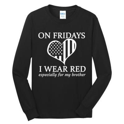 In Fridays I Wear Red Personalize Custom Text Tall Long Sleeve T-Shirt