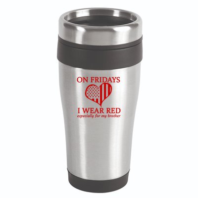 In Fridays I Wear Red Personalize Custom Text 16oz Travel Tumbler