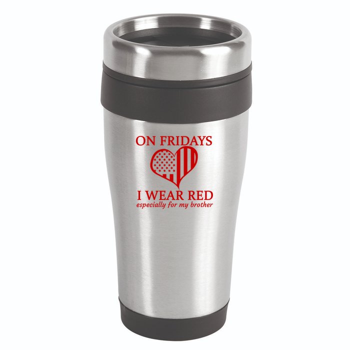 In Fridays I Wear Red Personalize Custom Text 16oz Travel Tumbler