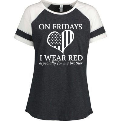 In Fridays I Wear Red Personalize Custom Text Enza Ladies Jersey Colorblock Tee