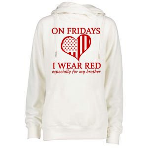 In Fridays I Wear Red Personalize Custom Text Womens Funnel Neck Pullover Hood