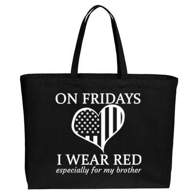 In Fridays I Wear Red Personalize Custom Text Cotton Canvas Jumbo Tote