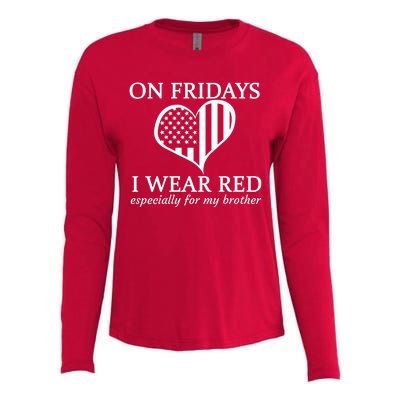 In Fridays I Wear Red Personalize Custom Text Womens Cotton Relaxed Long Sleeve T-Shirt