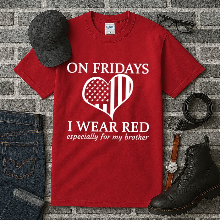 In Fridays I Wear Red Personalize Custom Text Tall T-Shirt