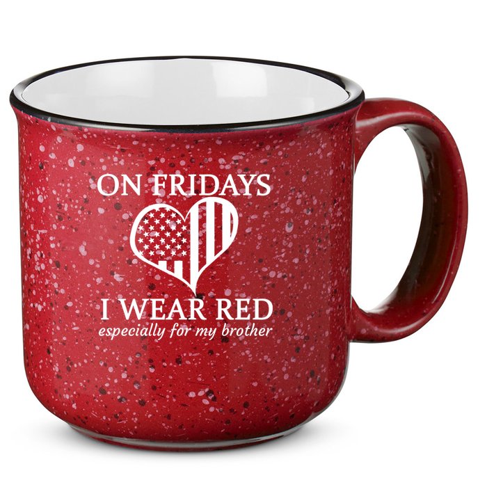 In Fridays I Wear Red Personalize Custom Text 15oz Campfire Ceramic Mug