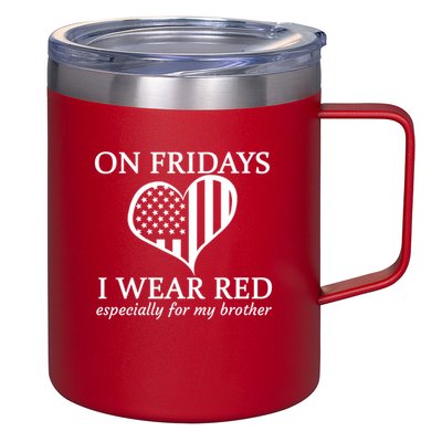In Fridays I Wear Red Personalize Custom Text 12oz Stainless Steel Coffee Mug