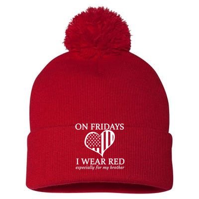 In Fridays I Wear Red Personalize Custom Text Pom Pom 12in Knit Beanie