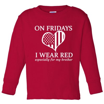 In Fridays I Wear Red Personalize Custom Text Toddler Long Sleeve Shirt