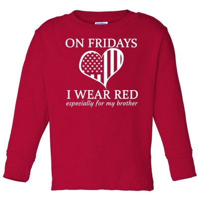 In Fridays I Wear Red Personalize Custom Text Toddler Long Sleeve Shirt