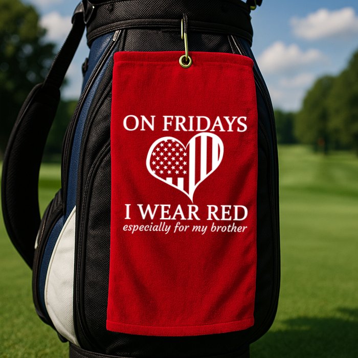 In Fridays I Wear Red Personalize Custom Text Golf Towel