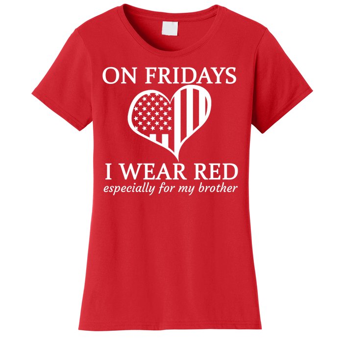 In Fridays I Wear Red Personalize Custom Text Women's T-Shirt