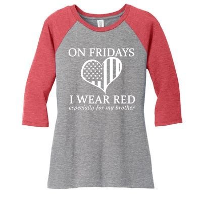 In Fridays I Wear Red Personalize Custom Text Women's Tri-Blend 3/4-Sleeve Raglan Shirt