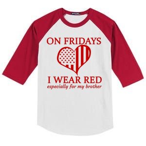 In Fridays I Wear Red Personalize Custom Text Kids Colorblock Raglan Jersey