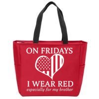 In Fridays I Wear Red Personalize Custom Text Zip Tote Bag