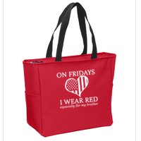 In Fridays I Wear Red Personalize Custom Text Zip Tote Bag