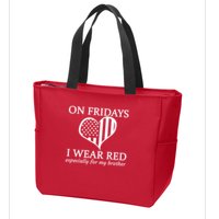 In Fridays I Wear Red Personalize Custom Text Zip Tote Bag