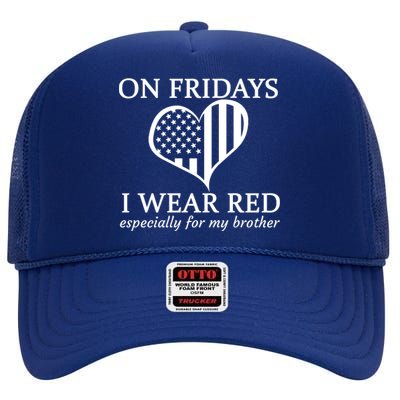 In Fridays I Wear Red Personalize Custom Text High Crown Mesh Back Trucker Hat