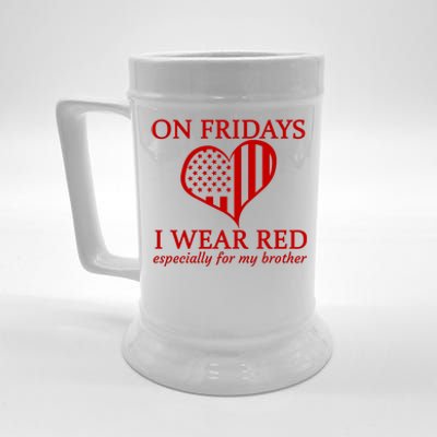 In Fridays I Wear Red Personalize Custom Text Beer Stein