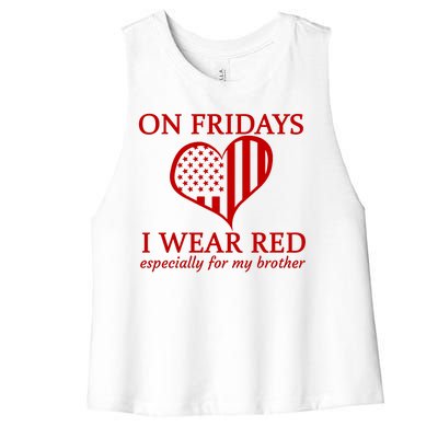 In Fridays I Wear Red Personalize Custom Text Women's Racerback Cropped Tank